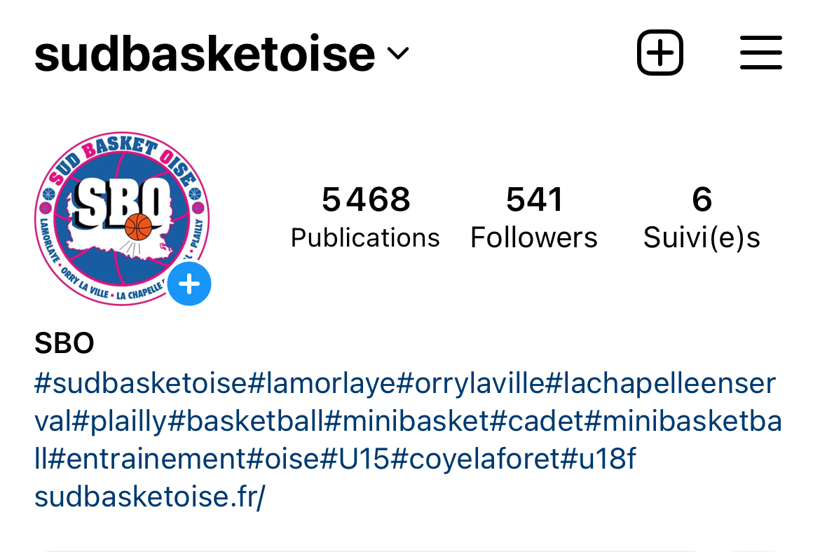 Instgram Sud Basket Oise